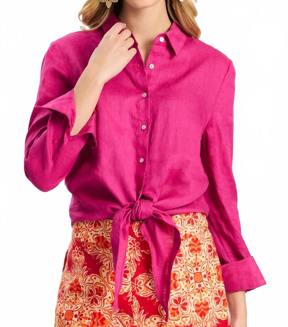 NEW TYLER BOE amara linen shirt in rose violet